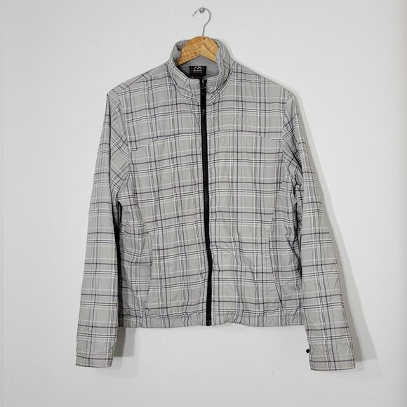 Black Mountain | Gray Purple Plaid Hybrid Windbreaker Hiking Jacket Size Large - Picture 1 of 11